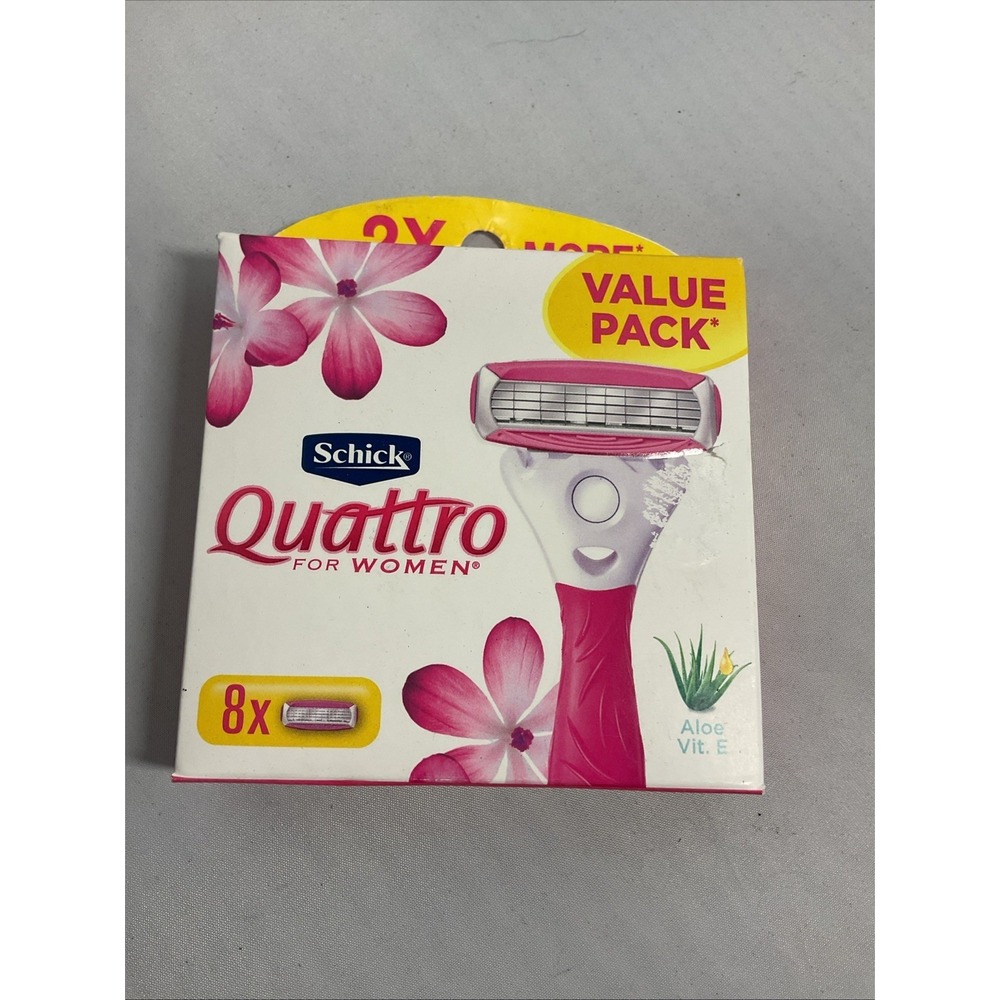 Schick Quattro Women's Sensitive Razor Blade Cartridge Refills, Aloe, 8ct